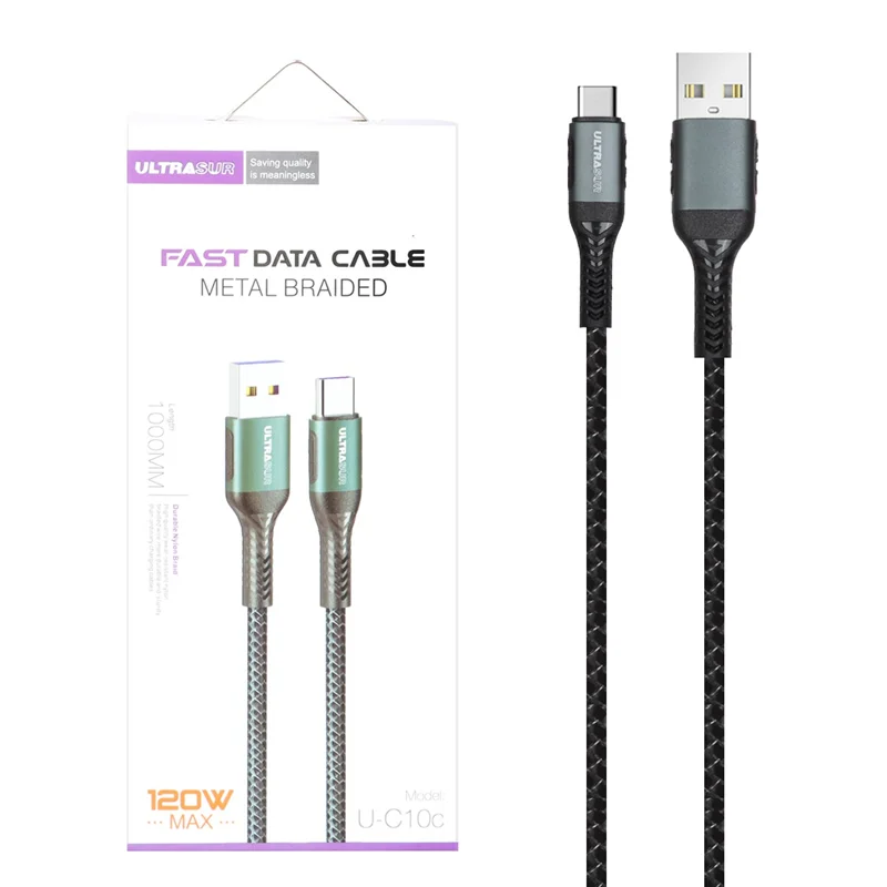 کابل شارژ فست UltraSUR Type-C مدل U-C10c - مشکی ( IC دار شیائومی 120W Max )